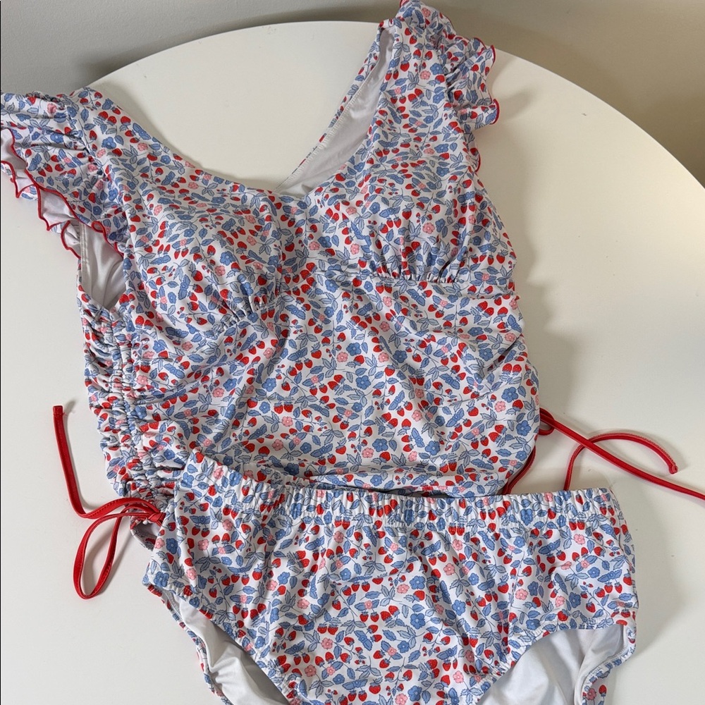 Elegant Floral‎ Bikini Set - White, Red, and Blue Serendipity brand